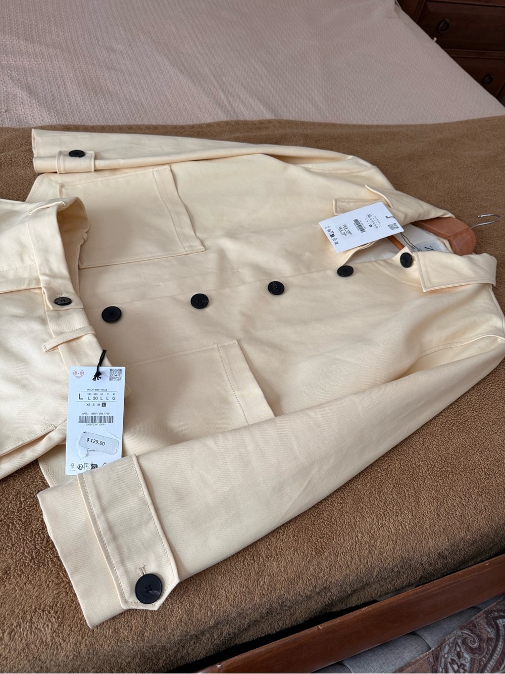ZARA butter Yellow cotton Short Trench Coat/ shorts set SZ XL/ L NWTsell the set - Picture 4 of 12